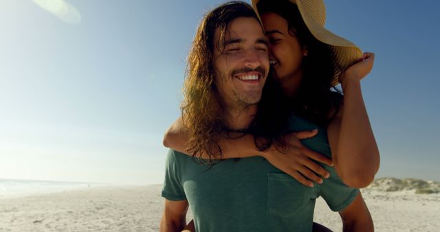 Couple Enjoying Romantic Beach Day at Sunset - Download Free Stock Images Pikwizard.com