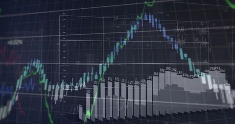 Digital data visualization dashboard showing financial chart and analytics