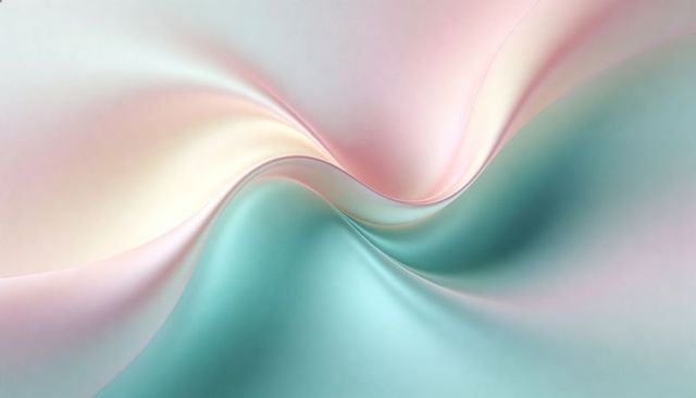 Flowing pastel satin waves with teal silk folds and smooth gradient texture