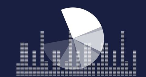 Transparent Pie Chart with Equalizer Bars on Dark Canvas