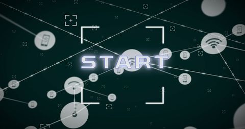 Digital Network Interface with Start Symbol and Icon Connections - Download Free Stock Images Pikwizard.com