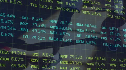 Dynamic Stock Market Display Over Basketball Scene