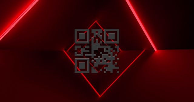 Image of qr code glowing over red neon background. global online security, identity, connections, data processing and technology concept digitally generated image.