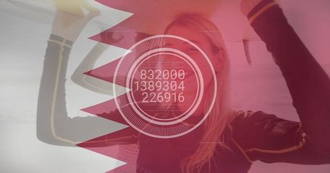 Boxing training duo overlaid with bahrain flag and hud