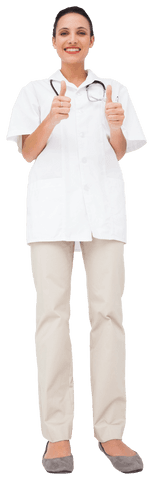 Caucasian Female Doctor Giving Thumbs Up on Transparent Background - Download Free Stock Videos Pikwizard.com