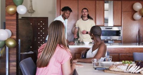Diverse Group of Friends Enjoying Indoor Gathering