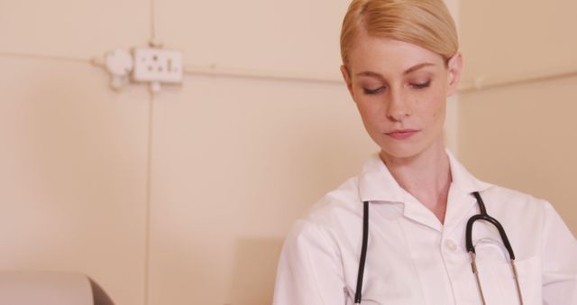 Female Doctor in Thought with Stethoscope, Healthcare Professional - Download Free Stock Images Pikwizard.com