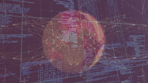Globe Digital Network Connections Overlay with Code