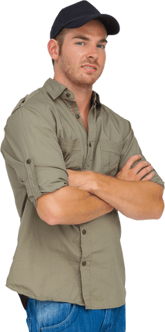 Young Man Smiling, Wearing Casual Shirt with a Black Baseball Cap Transparent - Download Free Stock Videos Pikwizard.com