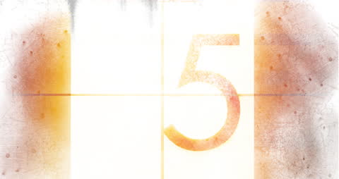 Vintage Countdown Number 5 on Scratched Theater Screen
