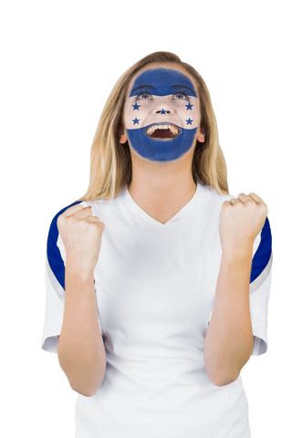 Transparent Energetic Honduras Fan with Face Paint Cheering