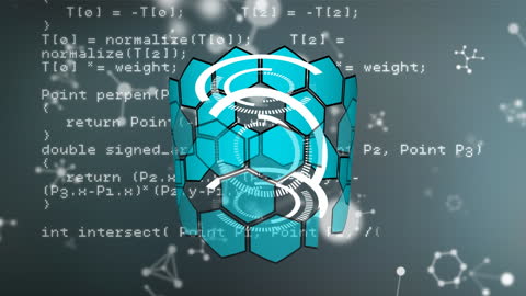 Geometric Code Overlay with Molecular Background