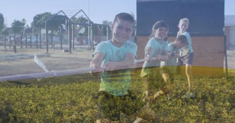 Kids Engaged in Team Tug-of-War Outdoor Activity
