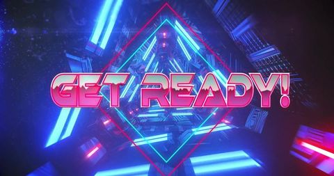Futuristic Neon Text in Cyberpunk Corridor