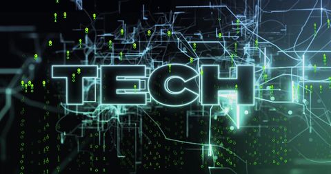 Digital Technology Text with Binary Code and Connections - Download Free Stock Images Pikwizard.com