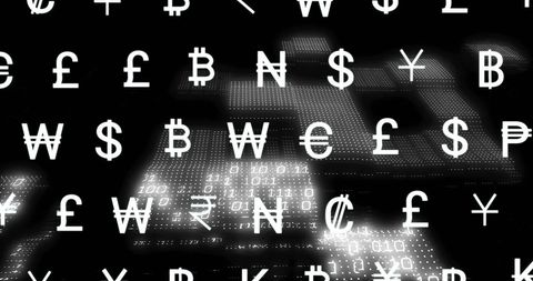 Digital Currency Symbols and Binary Code