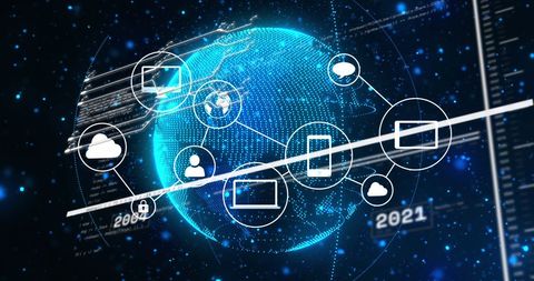 Digital Networking and Global Data Exchange Interface - Download Free Stock Images Pikwizard.com