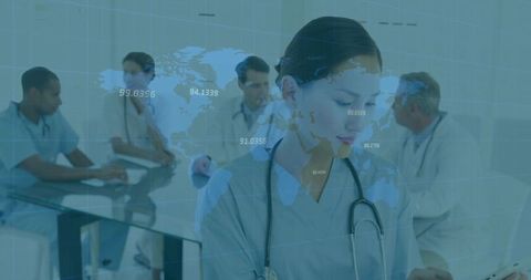 Female Doctor Holding Tablet in Digital Healthcare Setting