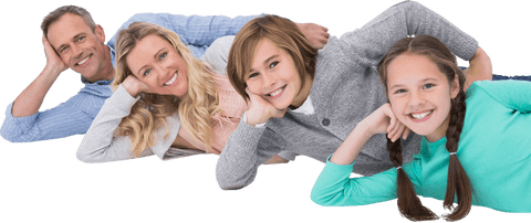 Happy Caucasian Family Relaxing on Transparent Background