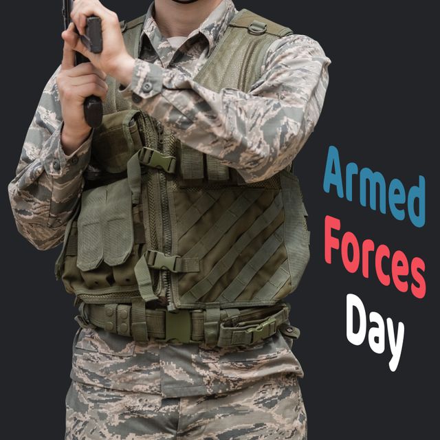 Soldier in Camouflage Gear Honoring Armed Forces Day - Download Free Stock Templates Pikwizard.com