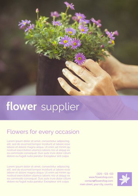 Elegant Promotion for Floral Business with Hands and Blooming Flowers - Download Free Stock Templates Pikwizard.com