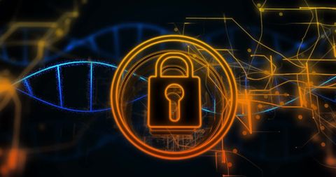 Digital Padlock and DNA Strand for Data Security Concept - Download Free Stock Images Pikwizard.com