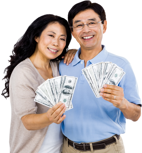 Transparent Smiling Couple Holding Fanned-Out Cash - Download Free Stock Videos Pikwizard.com