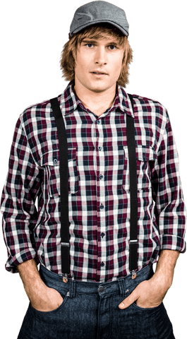 Serious Blond Hipster in Plaid Shirt and Suspenders, Transparent PNG - Download Free Stock Videos Pikwizard.com