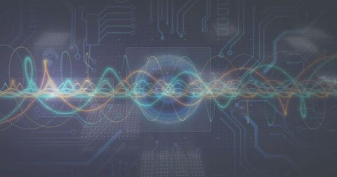 Futuristic digital waveform on electronic interface