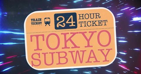 Floating tokyo subway 24-hour ticket graphic with neon streaks and futuristic vibes