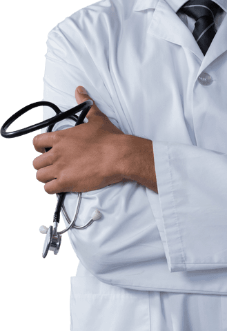 transparent doctor standing with arms crossed holding stethoscope - Download Free Stock Videos Pikwizard.com