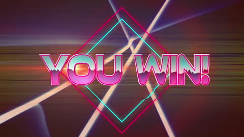 Vibrant Winner Screen in Neon with Geometric Patterns