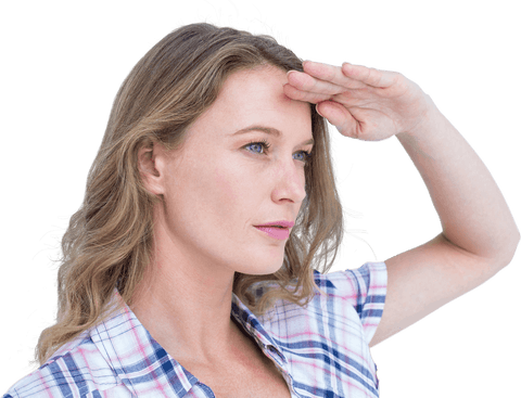 Transparent image of hipster woman looking into distance