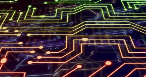Abstract Neon Circuit Lines Digital Network Background - Download Free Stock Images Pikwizard.com