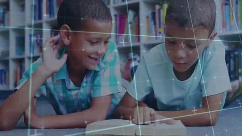 Children Reading Book Initiating Interactive Learning Experience