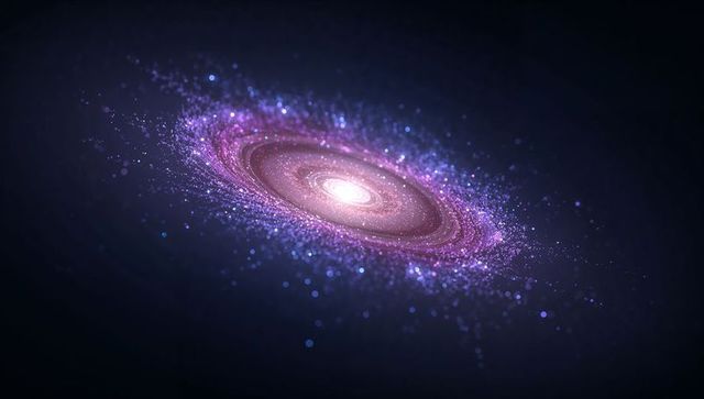 Spiral galaxy with glowing core and twinkling starry dust in space