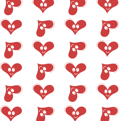 Red hearts pattern on transparent background seamless vector