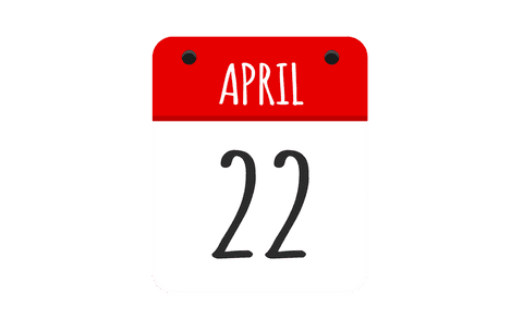 Transparent red and white april 22 calendar card illustration