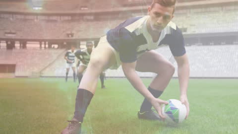 Rugby Players Preparing for a Scrum During A Game