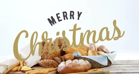 Festive Assorted Breads with Merry Christmas Greeting