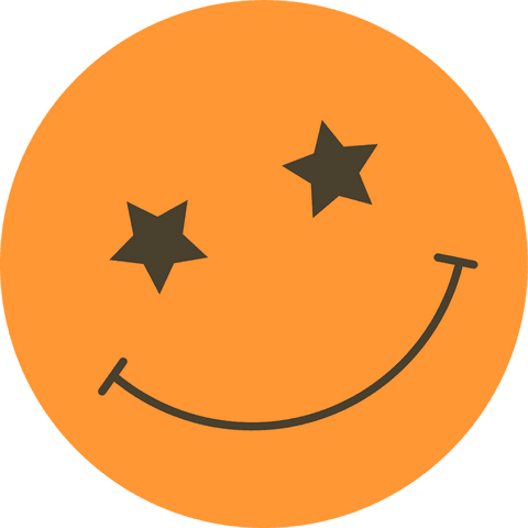 Smiley Face with Star Eyes on Transparent Background Icon