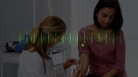 Doctor Applying Bandage While Data Visualization Is Displayed