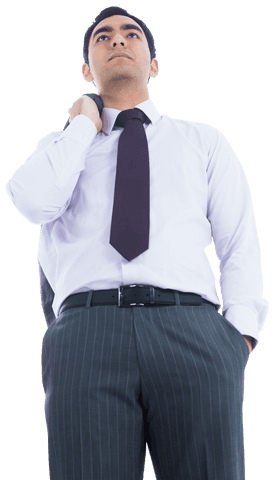 Successful Businessman Holding Jacket in Confident Pose Transparent Background