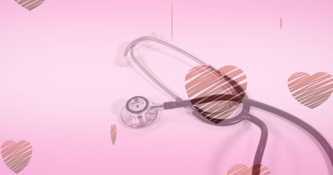 Stethoscope With Floating Hearts on Pink Background for Healthcare Theme - Download Free Stock Images Pikwizard.com