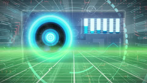 Futuristic Digital Animation of Data Processing Interface