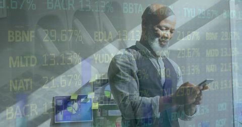 Businessman Analyzing Data Technology Symbolizing Financial Success