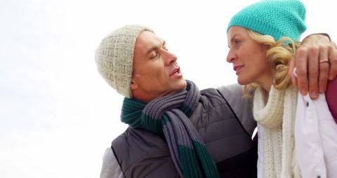 Lovely Couple Enjoying Winter Day Outdoors