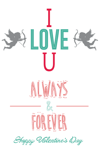 Valentine's Love Quote with Cherubs Transparent Illustration