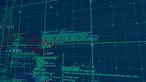 Abstract Digital Financial Data Analysis Display on Grid