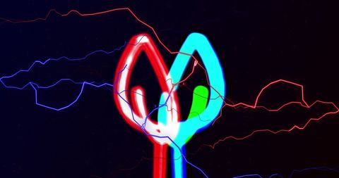 Abstract neon light trails and electrical currents concept